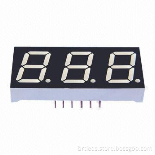 7-segment LED display, 0.28-inch red three digits, common anode, white segment and black face